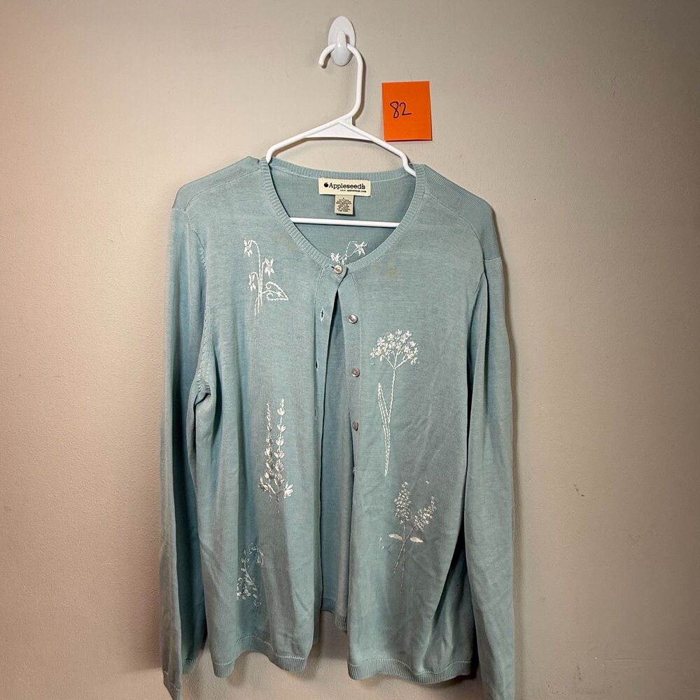 Vintage-inspired Appleseed Silk Cotton Cardigan Blue Floral Embroidered Beaded